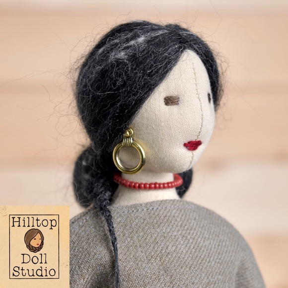 Fabric Doll "Pepper" Handcrafted Textile Cloth Heirloom Primitive Doll - Picture 3 of 11